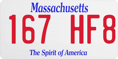 MA license plate 167HF8