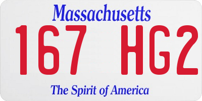 MA license plate 167HG2