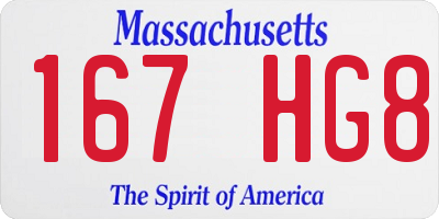 MA license plate 167HG8