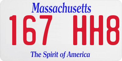 MA license plate 167HH8