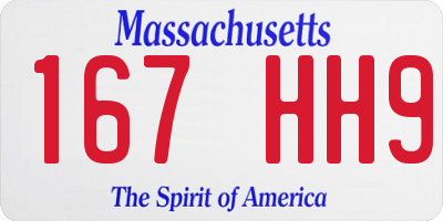 MA license plate 167HH9