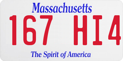 MA license plate 167HI4