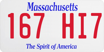 MA license plate 167HI7