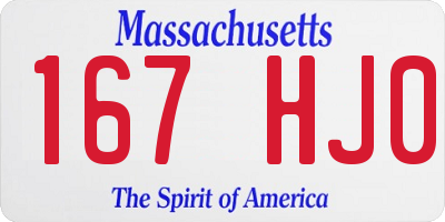 MA license plate 167HJ0
