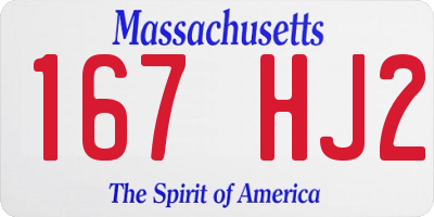 MA license plate 167HJ2