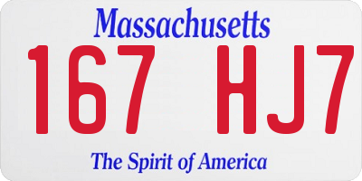 MA license plate 167HJ7