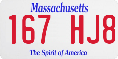 MA license plate 167HJ8