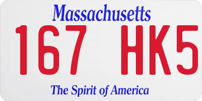 MA license plate 167HK5
