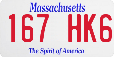 MA license plate 167HK6