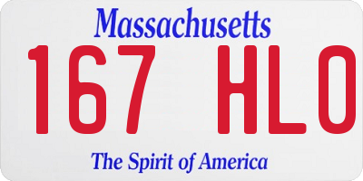 MA license plate 167HL0