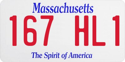 MA license plate 167HL1
