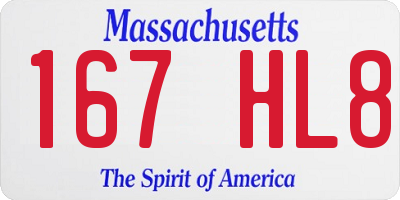MA license plate 167HL8