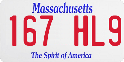 MA license plate 167HL9
