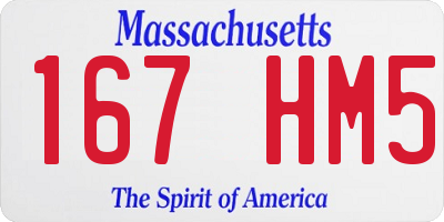 MA license plate 167HM5