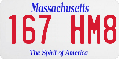 MA license plate 167HM8