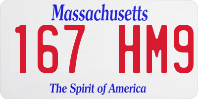 MA license plate 167HM9