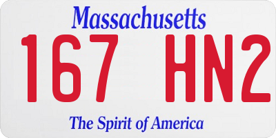 MA license plate 167HN2