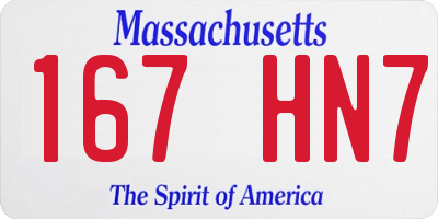 MA license plate 167HN7