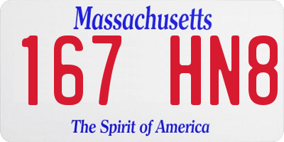 MA license plate 167HN8