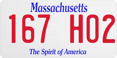 MA license plate 167HO2
