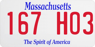MA license plate 167HO3