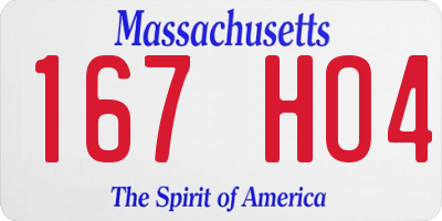 MA license plate 167HO4