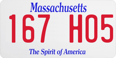 MA license plate 167HO5