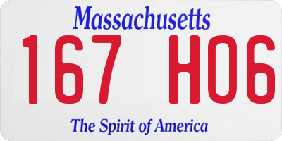 MA license plate 167HO6