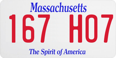 MA license plate 167HO7