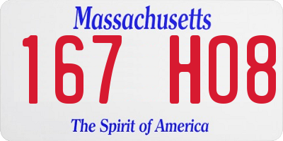 MA license plate 167HO8