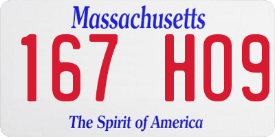 MA license plate 167HO9