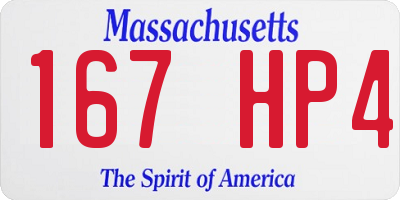 MA license plate 167HP4