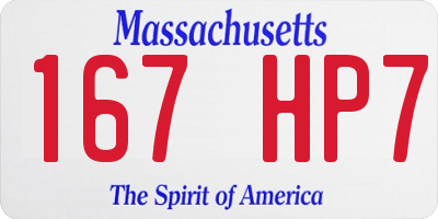 MA license plate 167HP7