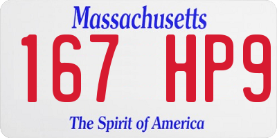 MA license plate 167HP9
