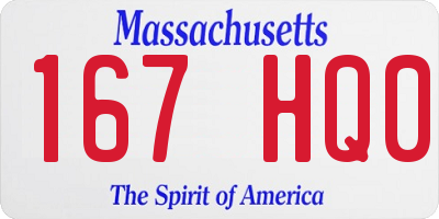 MA license plate 167HQ0