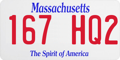 MA license plate 167HQ2