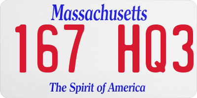 MA license plate 167HQ3