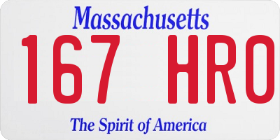MA license plate 167HR0