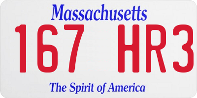 MA license plate 167HR3