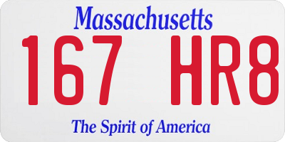 MA license plate 167HR8