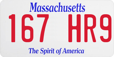 MA license plate 167HR9