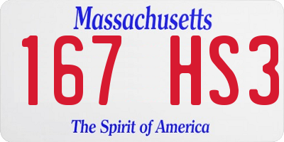 MA license plate 167HS3