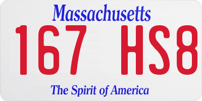 MA license plate 167HS8