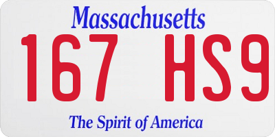 MA license plate 167HS9