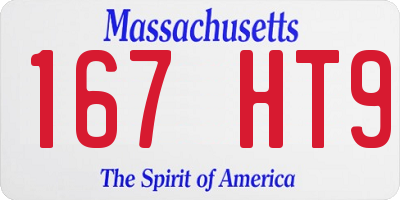 MA license plate 167HT9