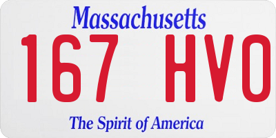 MA license plate 167HV0