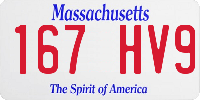 MA license plate 167HV9