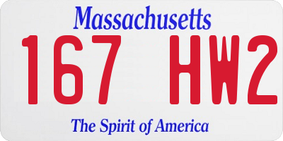 MA license plate 167HW2