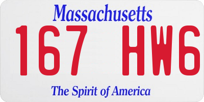 MA license plate 167HW6