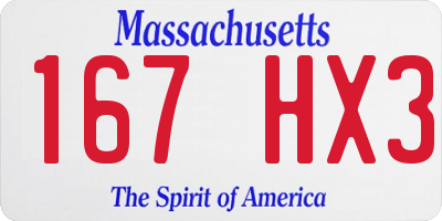 MA license plate 167HX3